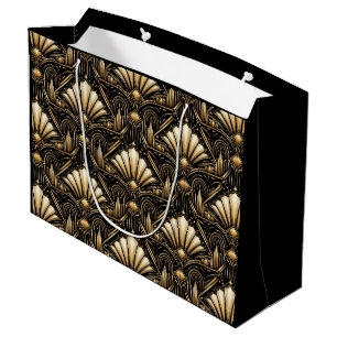 Architectural Art Deco Black Gold Luxe Gift Bag