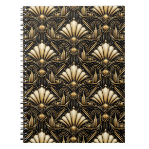 Architectural Art Deco Classic Black Gold Notebook