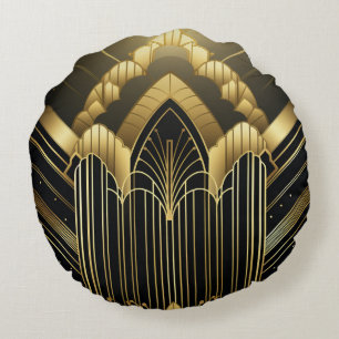 Architectural Art Deco Round Cushion