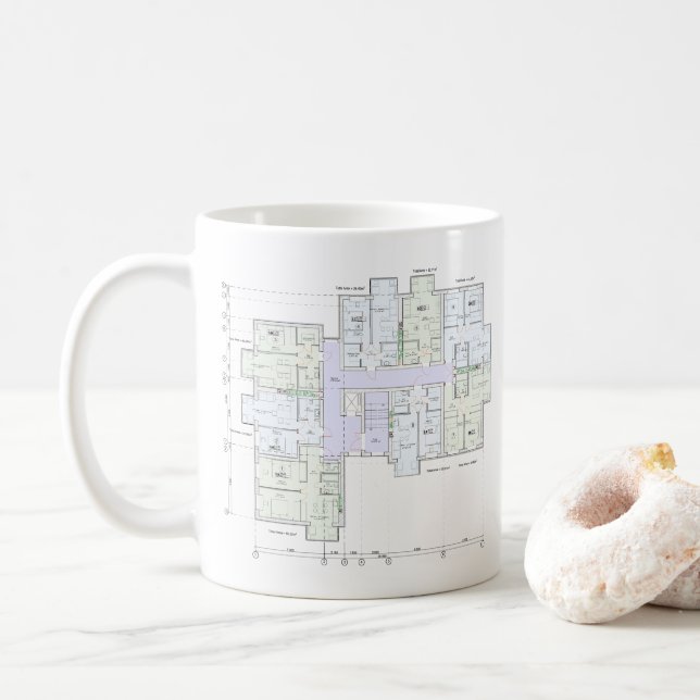 Architectural Blueprint  Coffee Mug (With Donut)