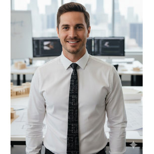 Architectural Blueprint Pattern Men's Neck Tie