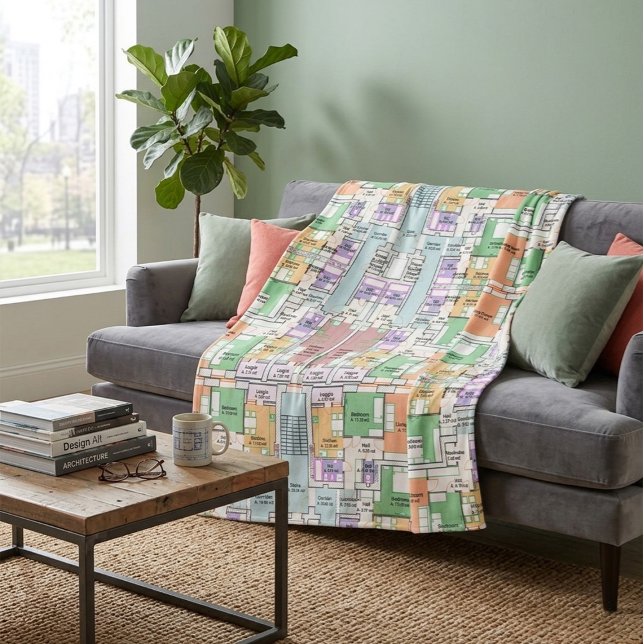 Architectural Blueprint Pattern Throw Blanket (Creator Uploaded)