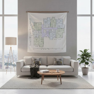 Architectural Blueprint Tapestry