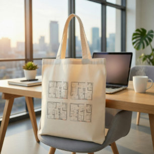 Architectural Blueprint Tote Bag 