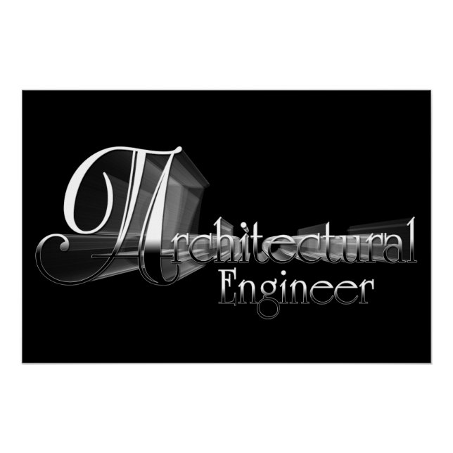 Architectural Engineer Typography Artwork Poster (Front)