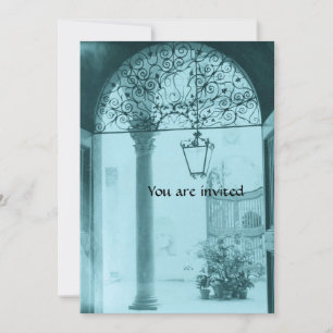 ARCHITECTURAL INTERIOR black white blue Invitation