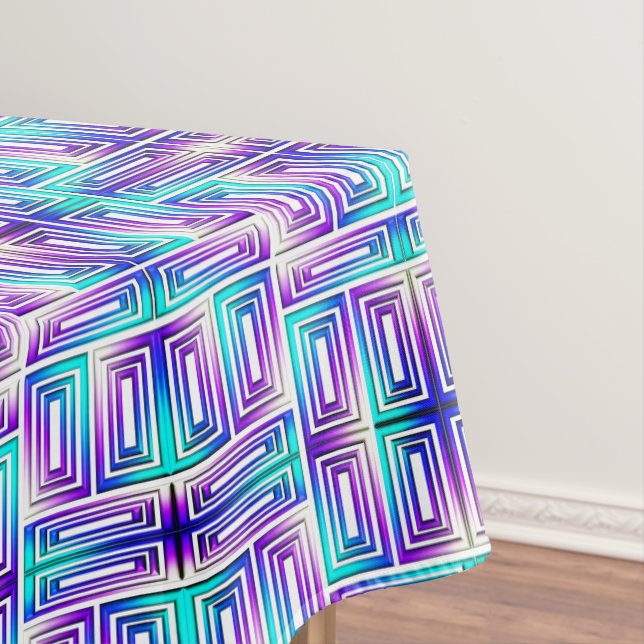 Architectural labyrinth With Aqua Green and Purple Tablecloth (In Situ)