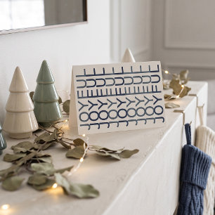 Architectural Line Art Cobalt Xmas Joyful Holiday Card