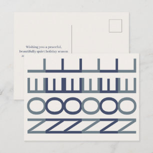 Architectural Line Art Cobalt Xmas Noel Holiday Postcard