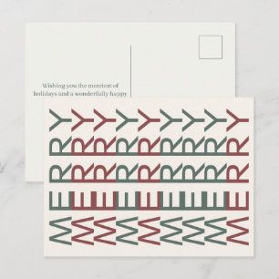Architectural Line Art Nordic Xmas Merry Holiday Postcard