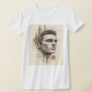 Architectural Line Art Portrait – Modern Abstract  T-Shirt