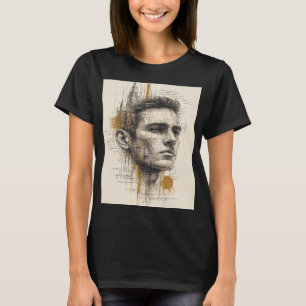 Architectural Line Art Portrait – Modern Abstract T-Shirt