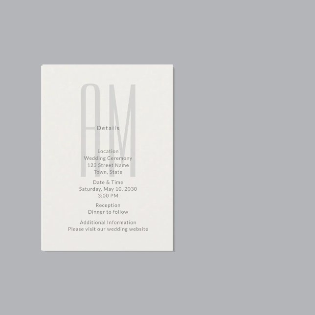 Architectural Monogram Wedding Details Card (Creator Uploaded)