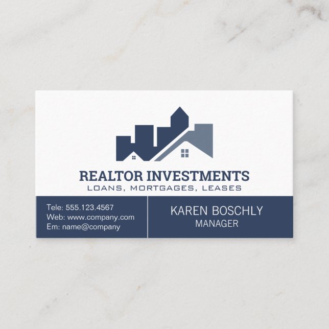 Architectural Mortgage House Real Estate Business Card (Front)