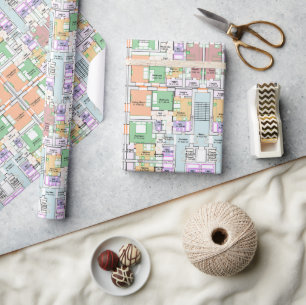 Architectural Multistory Building Floor Layout  Wrapping Paper