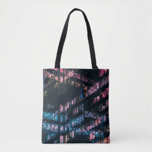 ARCHITECTURAL PHOTOGRAPHY OF BUILDING WITH PEOPLE TOTE BAG
