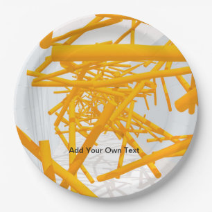 Architectural Space with Bright Geometrical Shape Paper Plate