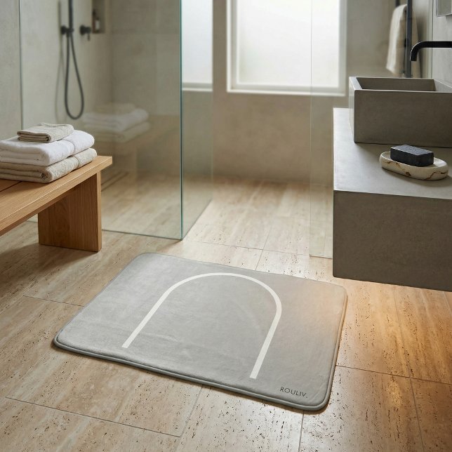 Architectural Stone Grey Arch Japandi Style Modern Bath Mat (Architectural Stone Grey Arch Japandi Style Modern Bath Mat)
