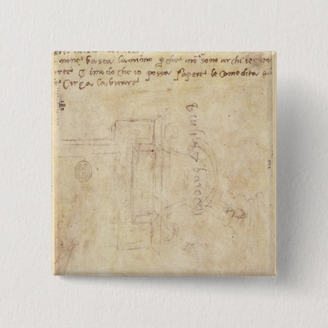Architectural Study with Notes 15 Cm Square Badge (Front)