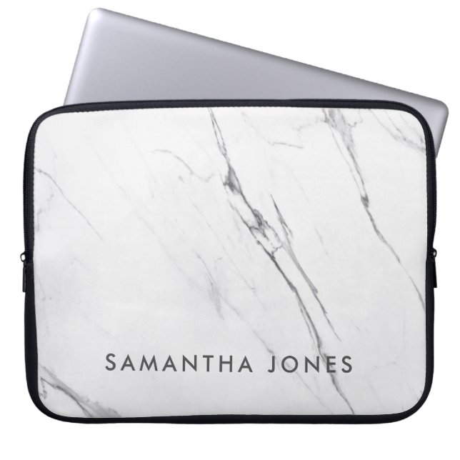 Architectural Texture white marble Elegant Laptop Sleeve (Front)