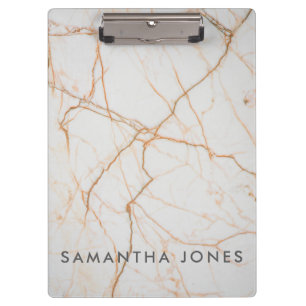 Architectural Texture white marble gold Clipboard