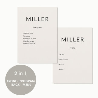 Architectural Wedding Program Menu