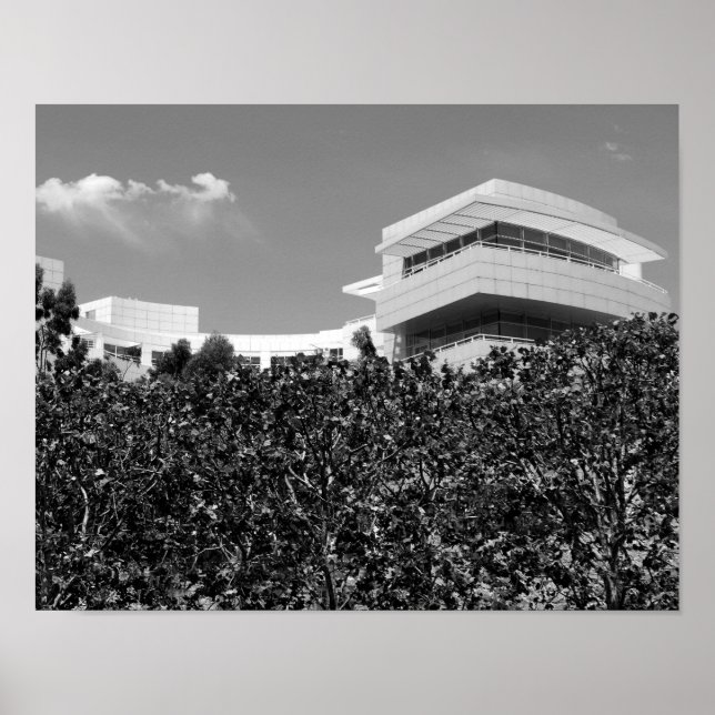 Architecture at The Getty Centre in Black & White Poster (Front)