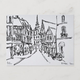 Architecture Dinan, Brittany, France Postcard