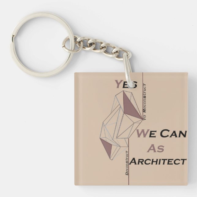architecture, modern design, geometric art, black  key ring (Front)