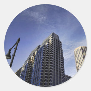 Architecture of downtown Boston Classic Round Sticker