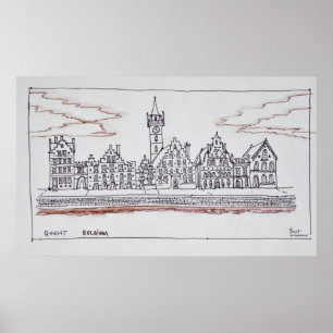 Architecture of Graslei Ghent, Belgium Poster