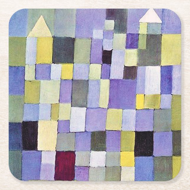 Architecture, Paul Klee Square Paper Coaster (Front)