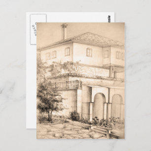 Architecture Traditional house Drawing sketch art Postcard