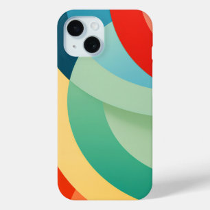 Arcing shapes in bright colors iPhone 15 case
