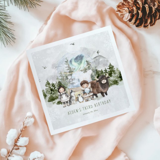 Arctic Adventure Birthday Party Napkin (Creator Uploaded)