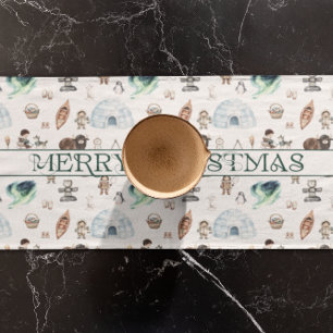 Arctic Adventure Northern Lights Forest  Short Table Runner