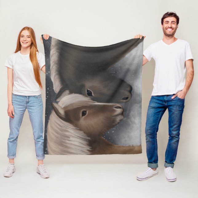Arctic Affection: Icelandic Horses in Snowy Embrac Fleece Blanket (In Situ)