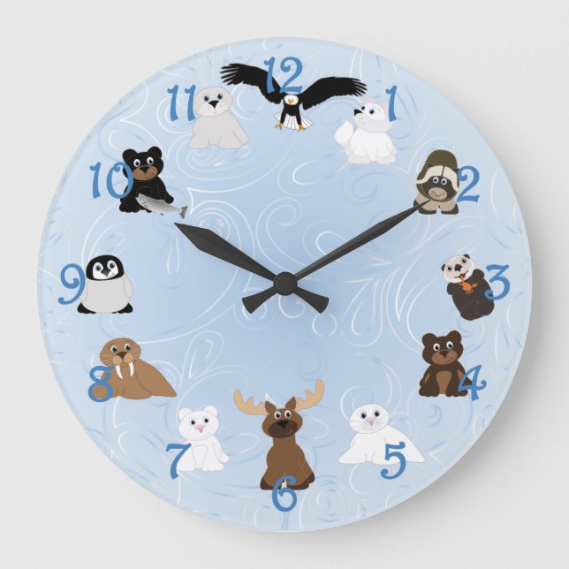 Arctic Alaska Animals Large Clock (Front)