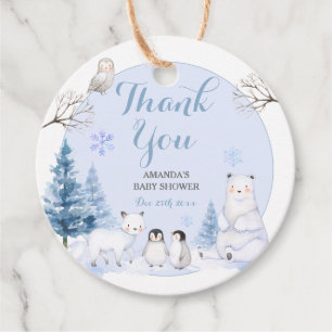 ARCTIC ANIMAL Snowflakes Baby Shower Favour Tags