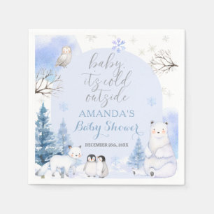 ARCTIC ANIMAL Snowflakes Trees Baby Shower Paper Napkin