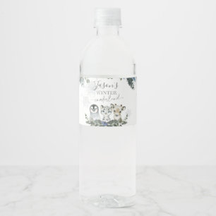 Arctic Animal Winter Onederland First Birthday Water Bottle Label