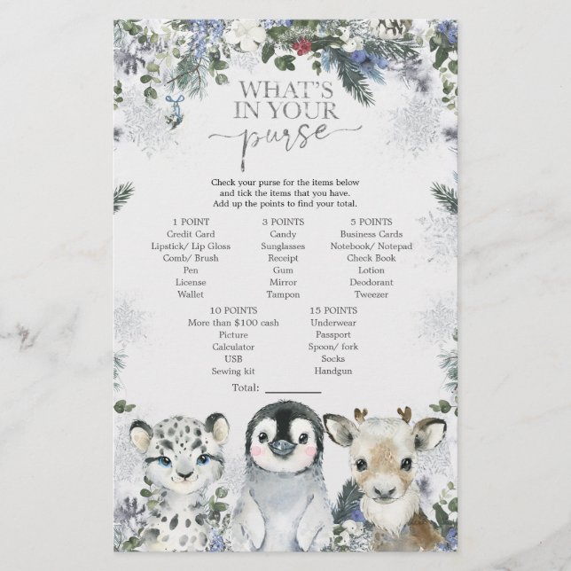 Arctic Animal Winter Onederland Shower Purse (Front)