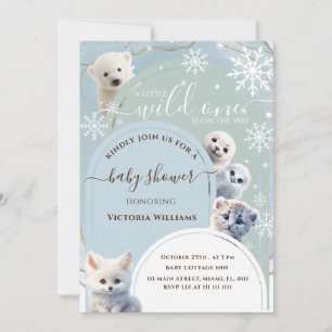 Arctic Animal Winter Snow Baby Shower Invitation
