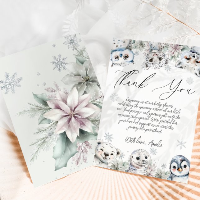 Arctic Animals Baby Shower Thank You Card (Creator Uploaded)