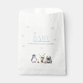 Arctic Animals Blue Snowflakes Boy Baby Shower Favour Bag
