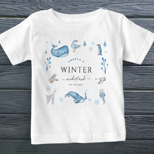 Arctic Animals Blue Winter Onederland 1st Birthday Baby T-Shirt