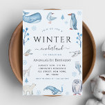 Arctic Animals Blue Winter Onederland 1st Birthday Invitation<br><div class="desc">Surprise your guests with this cute invitation featuring watercolor arctic animals & custom text. Easily add the desired text by clicking on the "personalise this template" option.</div>