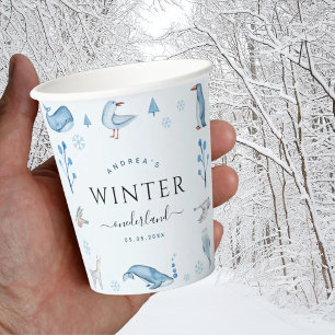 Arctic Animals Blue Winter Onederland 1st Birthday Paper Cups