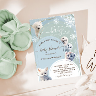 Arctic Animals Cute Baby Shower Invitation