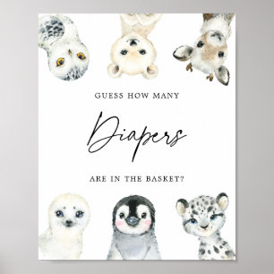 Arctic Animals Guess How Many Diapers Sign